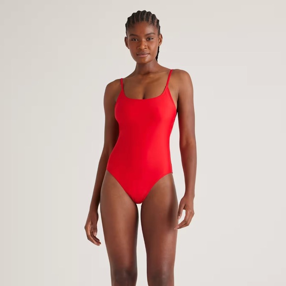 Quince Other - NWT QUINCE Italian Cami One-Piece Swimsuit Medium Cherry 4681
